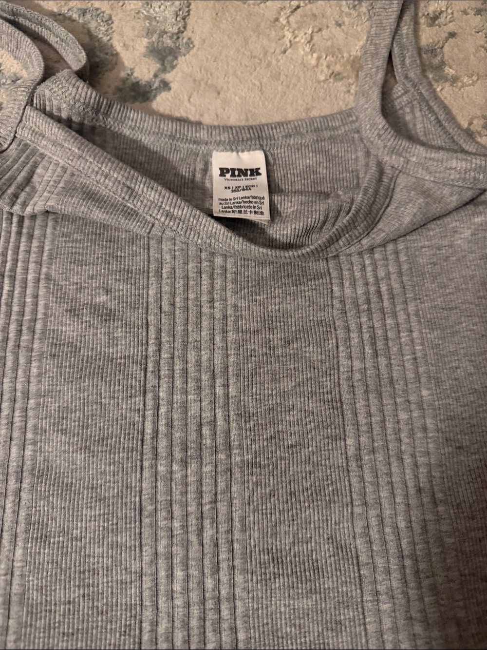 PINK Victoria's Secret Light Gray Ribbed Crewneck Sweater Tank